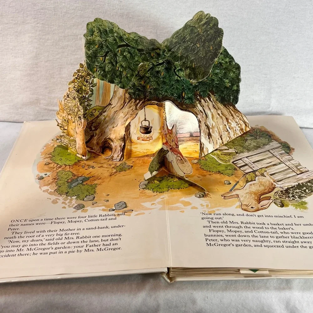 1985 Peter Rabbit Pop-Up Book Beatrix Potter F. Warne Vintage Hardcover Pop Up